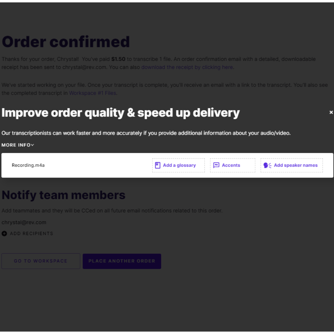 Screenshot of transcription order confirmation.png