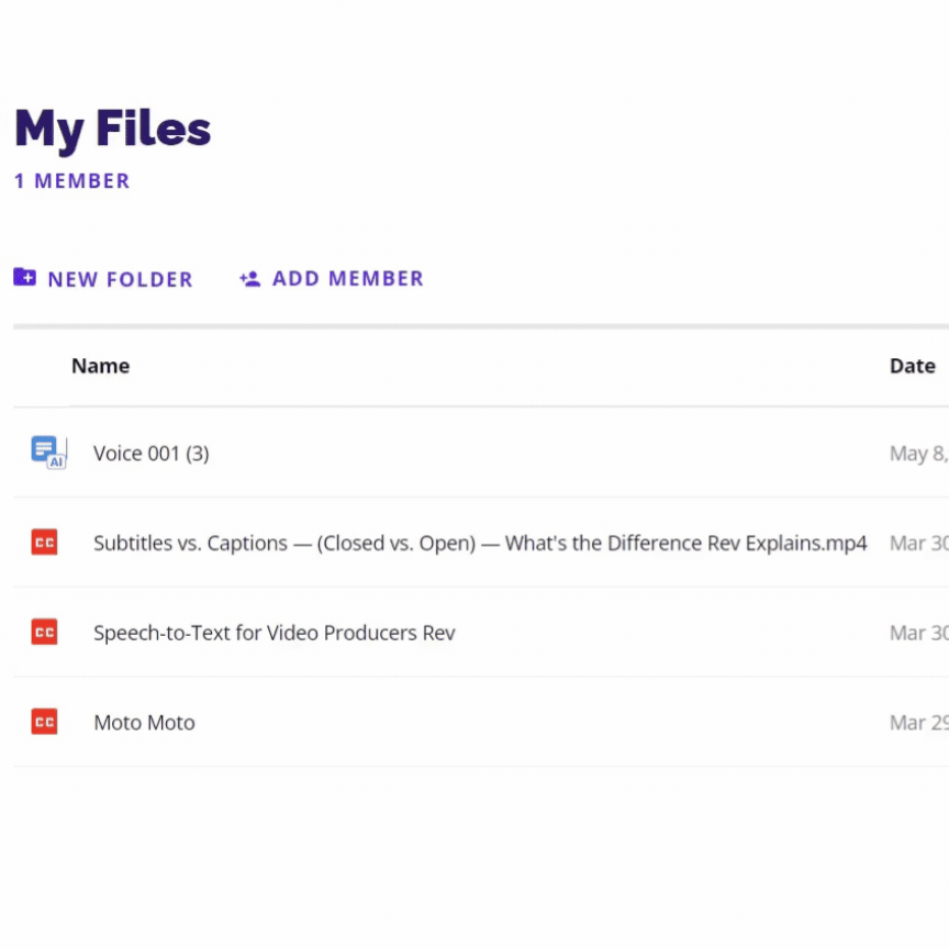 Screencast of create new folder.gif
