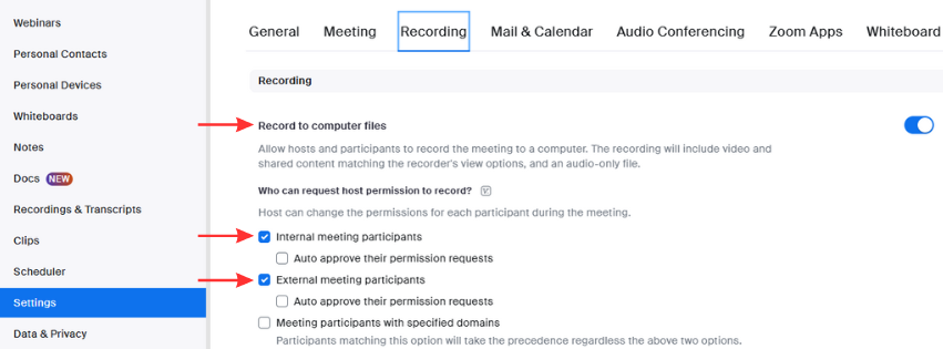 Screenshot of zoom meeting settings for notetaker.png