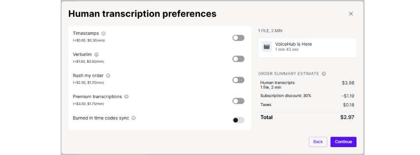 screenshot of human transcription add-ons.png