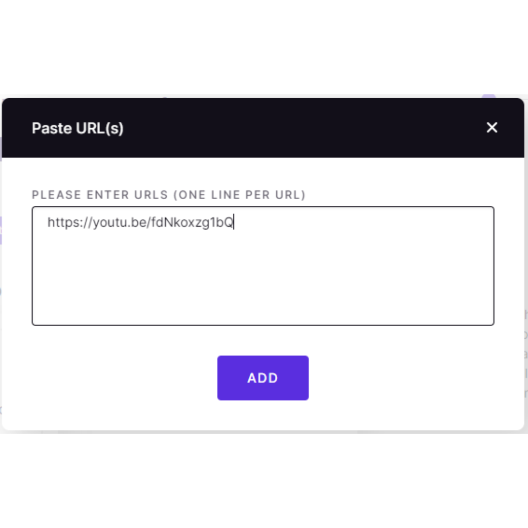 Screenshot of paste a URL button