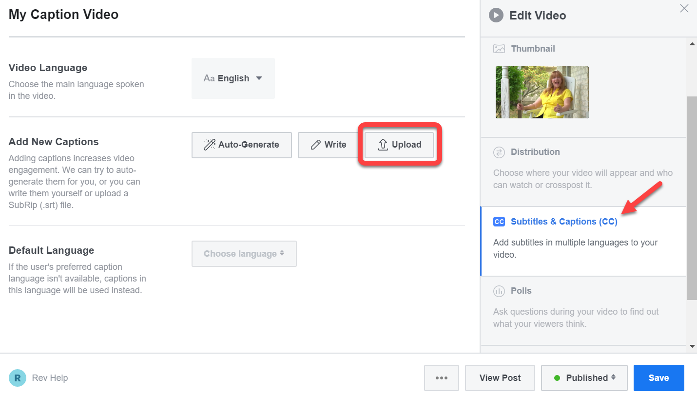 How to add captions to Facebook videos – Rev.com Help Center