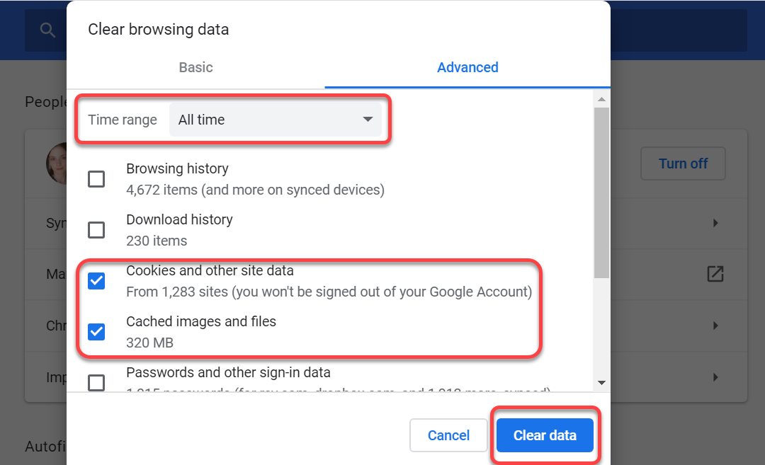 clear your cache and cookies android